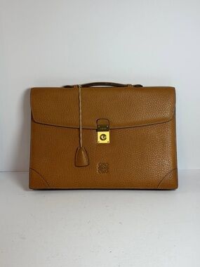 Vintage Loewe Textured Brown Leather Briefcase